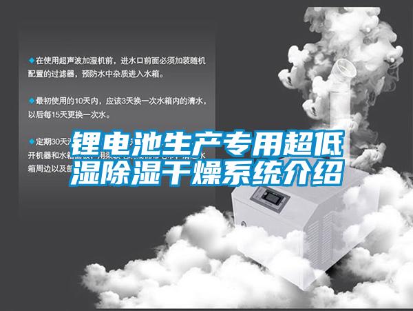鋰電池生產(chǎn)專(zhuān)用超低濕除濕干燥系統(tǒng)介紹