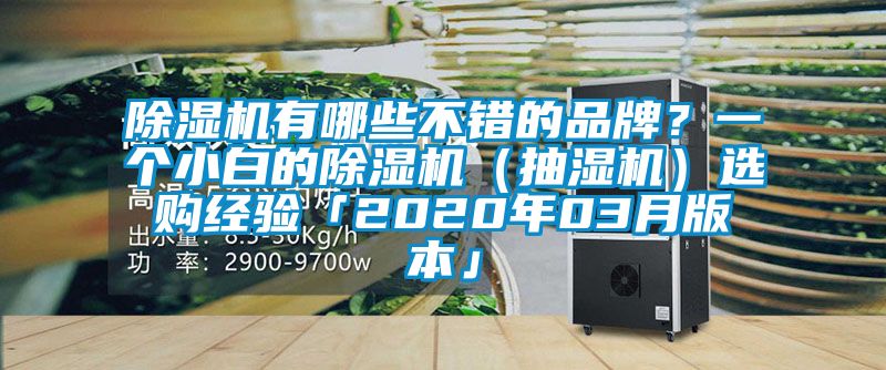除濕機有哪些不錯的品牌？一個小白的除濕機（抽濕機）選購經(jīng)驗「2020年03月版本」